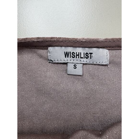 VTG Y2K Wishlist Crushed Velvet Chemise Dress Small Brown Black Lace Trim Retro - Picture 9 of 12